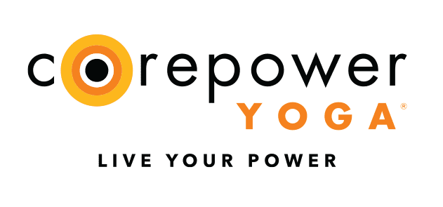 Logo for a Fort Collins yoga studio called, Corepower Yoga, below that it says live your power.